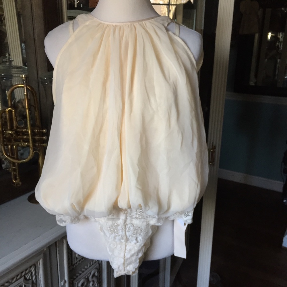 Free People intimates cream teddy blouse bodysuit